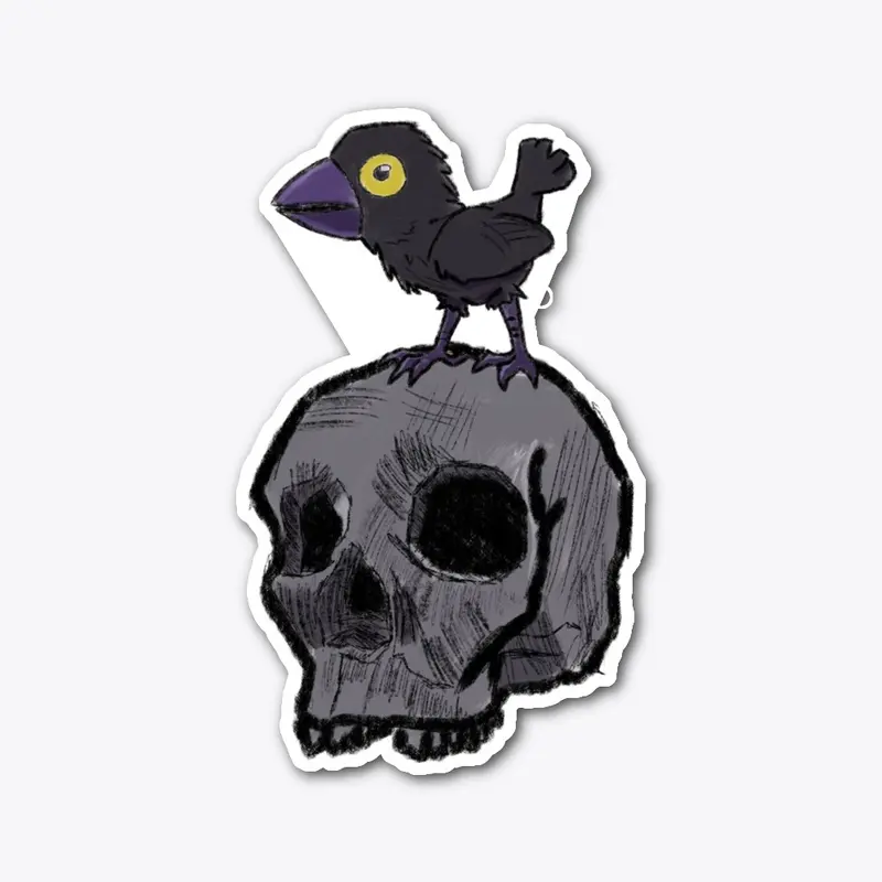 Crow on skull